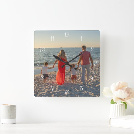 Custom Family Photo Vierkante Klok (Huis)