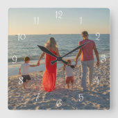 Custom Family Photo Vierkante Klok (Voorkant)