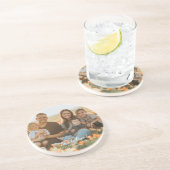 Custom family photo with custom names zandsteen onderzetter (Zijkant)