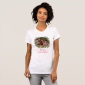 Custom Family Photo Wreath Merry Christmas T-shirt (Voorkant volledig)