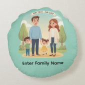 Custom Family Portrait Our Tribe Our Love Rond Kussen (Achterkant)