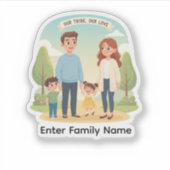 Custom Family Portrait Our Tribe Our Love Sticker (Voorkant)