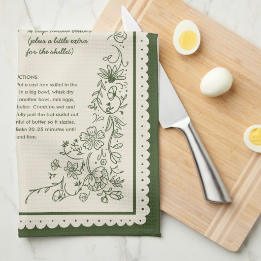 Custom Family Recipe Kitchen Towel Keepsake Theedoek (Quarter Fold)