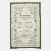 Custom Family Recipe Kitchen Towel Keepsake Theedoek (Verticaal)
