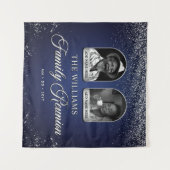 Custom Family Reunion Banner, 2 Photo Blue Silver  Wandkleed (Voorkant (horizontaal))