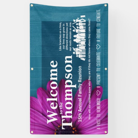 Custom Family Reunion Banner: Floral Vibe Spandoek (Verticaal)