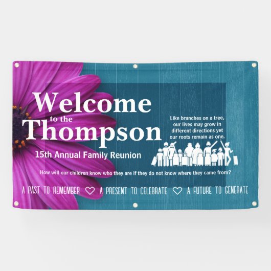 Custom Family Reunion Banner: Floral Vibe Spandoek (Horizontaal)
