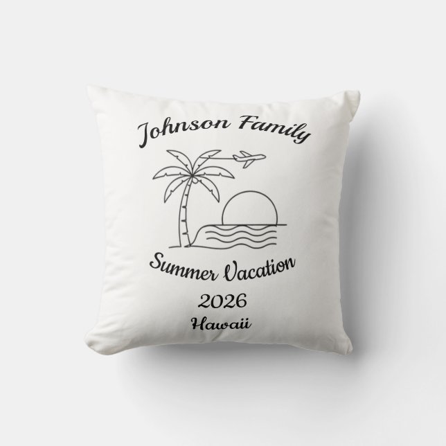 Custom Family Reunion Beach Summer Vacation White Kussen (Voorkant)
