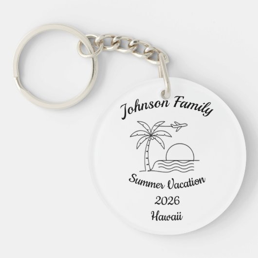 Custom Family Reunion Beach Summer Vacation White Sleutelhanger (Voorkant)