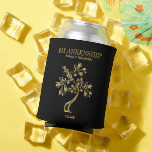 Custom Family Reunion Black Gold Tree Art Blikjeskoeler