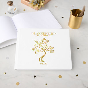 Custom Family Reunion Black Gold Tree Art Gastenboek