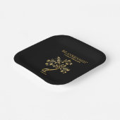 Custom Family Reunion Black Gold Tree Art  Papieren Bordje (Gebogen)