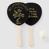 Custom Family Reunion Black Gold Tree, dubbelzijdi Handwaaier (Voorkant en achterkant)