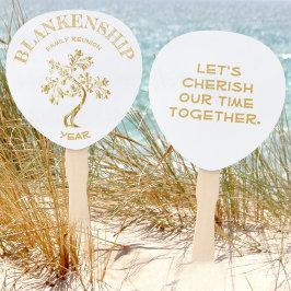 Custom Family Reunion Black Gold Tree, dubbelzijdi Handwaaier