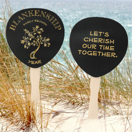 Custom Family Reunion Black Gold Tree, dubbelzijdi Handwaaier