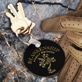 Custom Family Reunion Black Gold Tree Sleutelhange Sleutelhanger