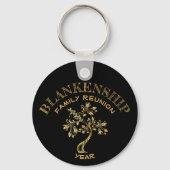 Custom Family Reunion Black Gold Tree Sleutelhange Sleutelhanger (Voorkant)