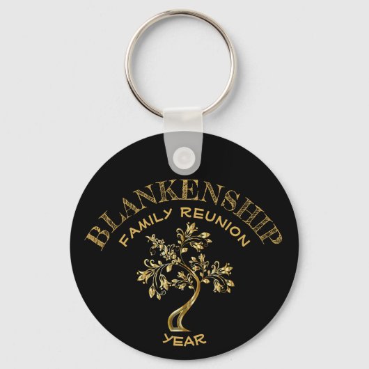 Custom Family Reunion Black Gold Tree Sleutelhange Sleutelhanger (Voorkant)