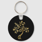Custom Family Reunion Black Gold Tree Sleutelhange Sleutelhanger (Achterkant)