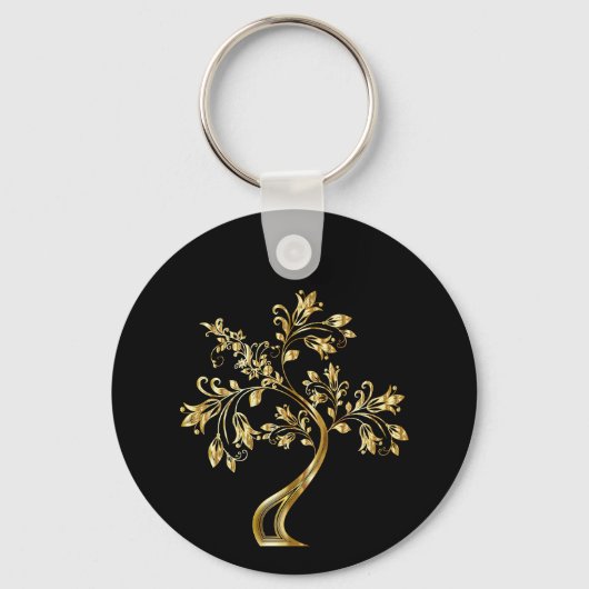 Custom Family Reunion Black Gold Tree Sleutelhange Sleutelhanger (Achterkant)