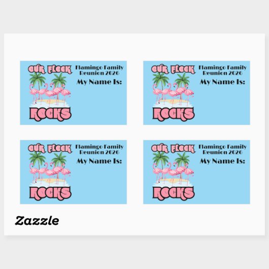 Custom Family Reunion Flamingo's onze kudde rotsen Rechthoekige Sticker (Vel)