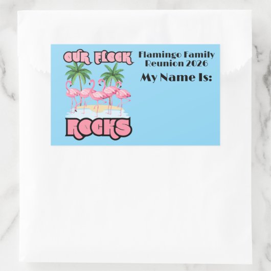 Custom Family Reunion Flamingo's onze kudde rotsen Rechthoekige Sticker (Tas)