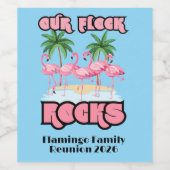 Custom Family Reunion Flamingo's onze kudde rotsen Wijn Etiket (Enkel label)