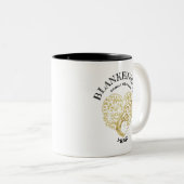 Custom Family Reunion Gold Heart Tree Keepsake Tweekleurige Koffiemok (Voorkant rechts)