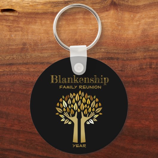 Custom Family Reunion Hands Up Tree Leaf Sleutelha Sleutelhanger (Voorkant)