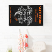 Custom Family Reunion Heart Art Tree Zwart Sinaasa Spandoek (Insitu)