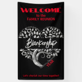 Custom Family Reunion Heart Art Tree Zwart Wit Spandoek (Verticaal)