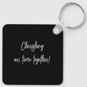 Custom Family Reunion Heart Art Tree Zwart Zilver Sleutelhanger (Achterkant)