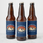 Custom Family Reunion Party Blue Mountain Sunset Bier Etiket (Flessen)