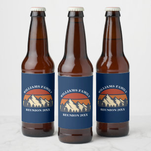 Custom Family Reunion Party Blue Mountain Sunset Bier Etiket