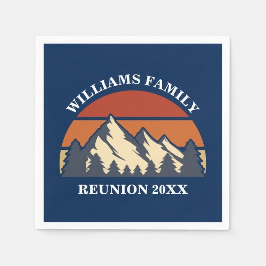 Custom Family Reunion Party Blue Mountain Sunset Servet (Voorkant)