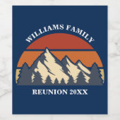 Custom Family Reunion Party Blue Mountain Sunset Wijn Etiket (Enkel label)
