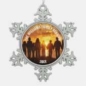 Custom Family Reunion Photo 2025 Tin Sneeuwvlok Ornament (Voorkant)