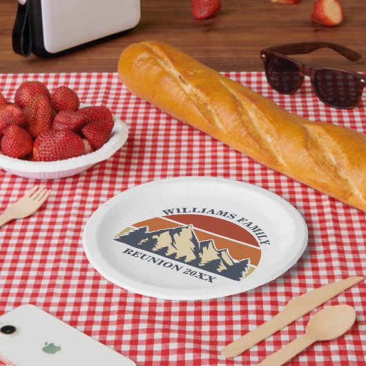 Custom Family Reunion Road Sunset Mountain Party Papieren Bordje (Picknick)