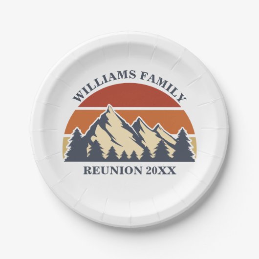Custom Family Reunion Road Sunset Mountain Party Papieren Bordje (Voorkant)