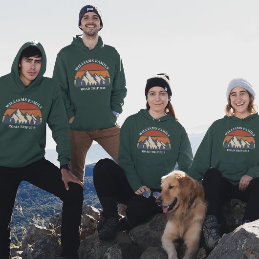 Custom Family Reunion Road Trip Mountain Sunset Hoodie