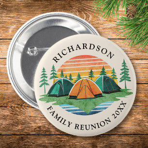 Custom Family Reunion Vintage Sunset Camping Trip Ronde Button 5,7 Cm