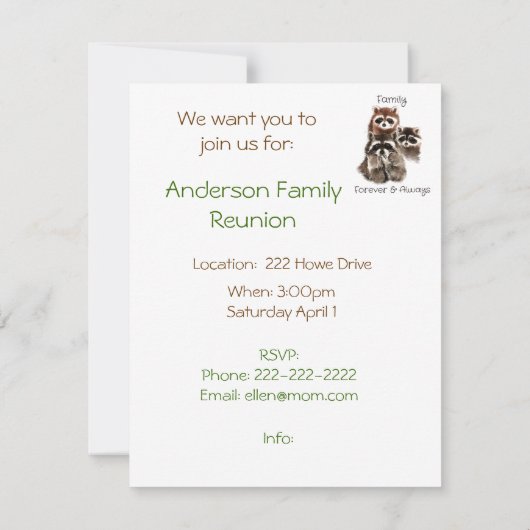 Custom Family Reunion Wasberen Blowing Kusses Fun Kaart (Achterkant)