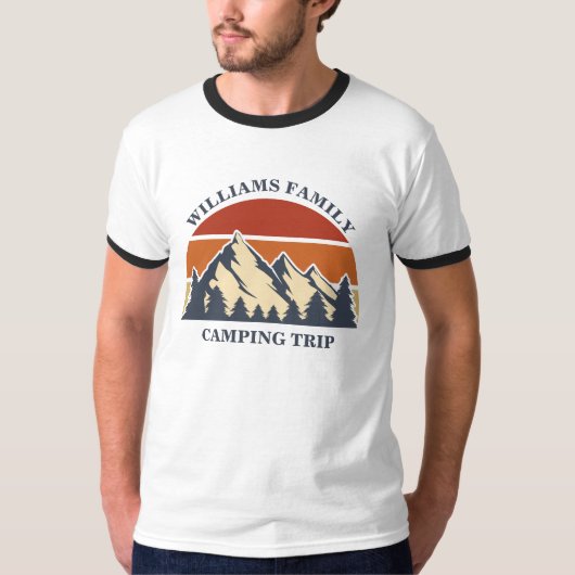 Custom Family Road Trip Camping Sunset Ringer T-shirt (Voorkant)