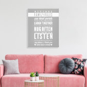 CUSTOM FAMILY RULES moderne typografie cool grijs Canvas Afdruk (Insitu (Woonkamer))