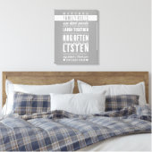 CUSTOM FAMILY RULES moderne typografie cool grijs Canvas Afdruk (Insitu (Slaapkamer))