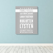 CUSTOM FAMILY RULES moderne typografie cool grijs Canvas Afdruk (Insitu (Houten vloer))