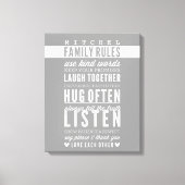 CUSTOM FAMILY RULES moderne typografie cool grijs Canvas Afdruk (Voorkant)
