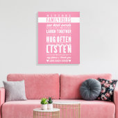 CUSTOM FAMILY RULES moderne typografie roos roze Canvas Afdruk (Insitu (Woonkamer))