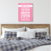 CUSTOM FAMILY RULES moderne typografie roos roze Canvas Afdruk (Insitu (Slaapkamer))