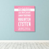 CUSTOM FAMILY RULES moderne typografie roos roze Canvas Afdruk (Insitu (Houten vloer))